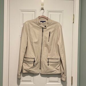 Apt. 9 Cream Moto-Style Faux Leather Jacket